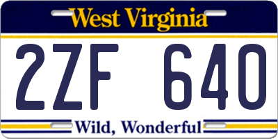 WV license plate 2ZF640
