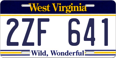 WV license plate 2ZF641