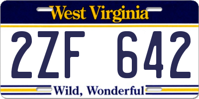 WV license plate 2ZF642