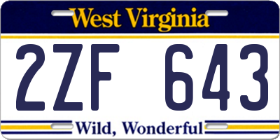 WV license plate 2ZF643