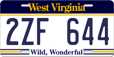 WV license plate 2ZF644