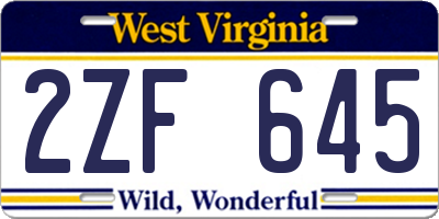 WV license plate 2ZF645