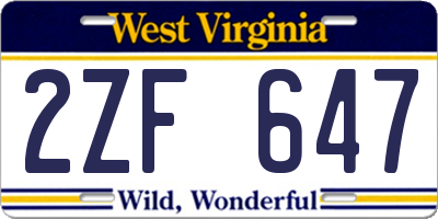 WV license plate 2ZF647