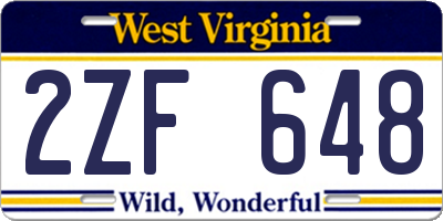 WV license plate 2ZF648
