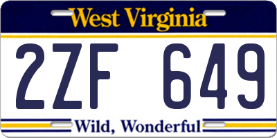 WV license plate 2ZF649