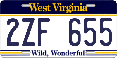 WV license plate 2ZF655
