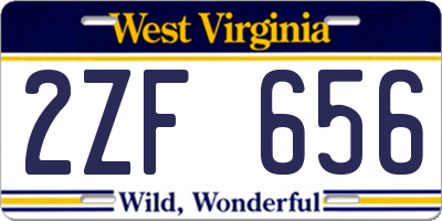 WV license plate 2ZF656