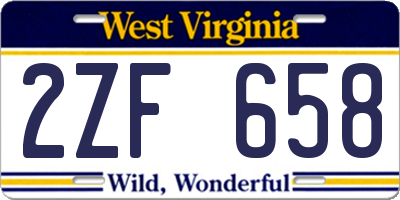 WV license plate 2ZF658