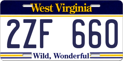 WV license plate 2ZF660