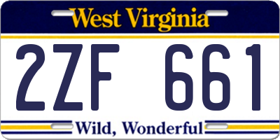WV license plate 2ZF661