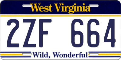 WV license plate 2ZF664