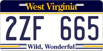 WV license plate 2ZF665