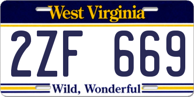 WV license plate 2ZF669