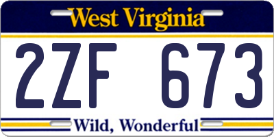 WV license plate 2ZF673
