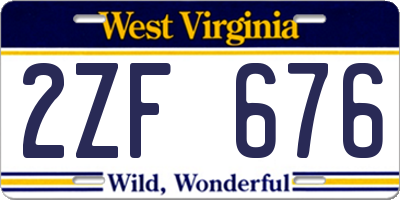 WV license plate 2ZF676