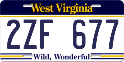 WV license plate 2ZF677