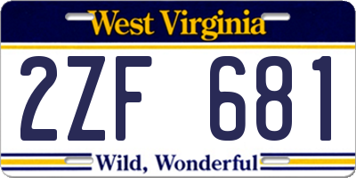 WV license plate 2ZF681