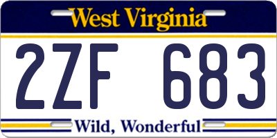 WV license plate 2ZF683