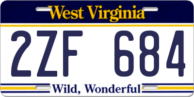 WV license plate 2ZF684