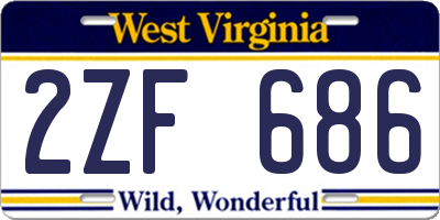 WV license plate 2ZF686