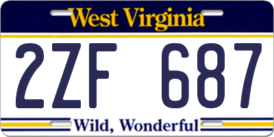 WV license plate 2ZF687