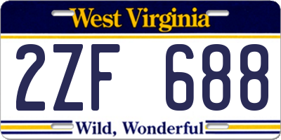 WV license plate 2ZF688