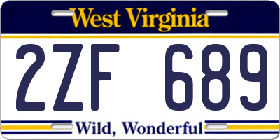 WV license plate 2ZF689