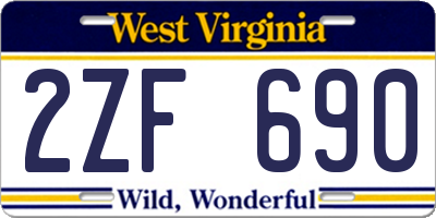 WV license plate 2ZF690
