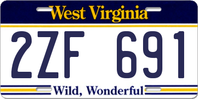 WV license plate 2ZF691