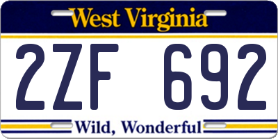 WV license plate 2ZF692