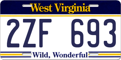 WV license plate 2ZF693