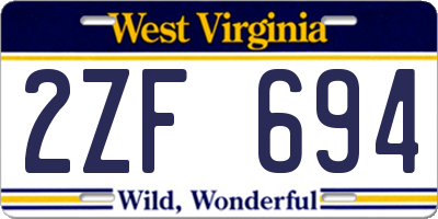 WV license plate 2ZF694