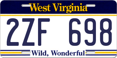 WV license plate 2ZF698