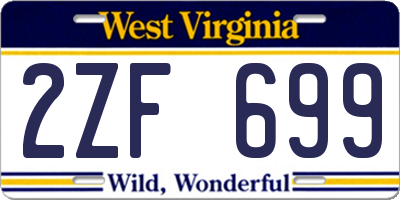 WV license plate 2ZF699