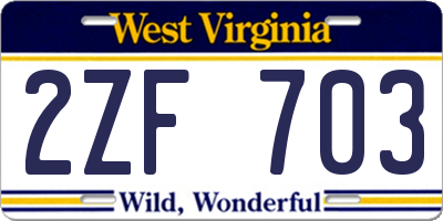 WV license plate 2ZF703