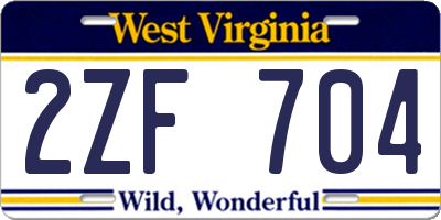WV license plate 2ZF704