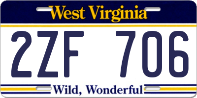 WV license plate 2ZF706