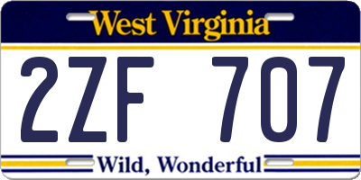 WV license plate 2ZF707
