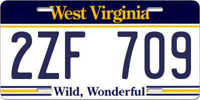 WV license plate 2ZF709