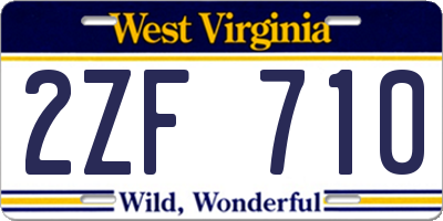 WV license plate 2ZF710
