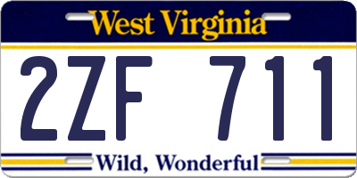 WV license plate 2ZF711