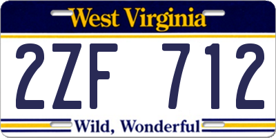 WV license plate 2ZF712