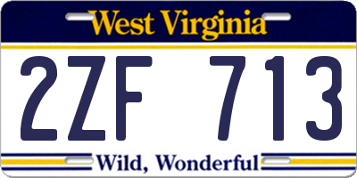 WV license plate 2ZF713