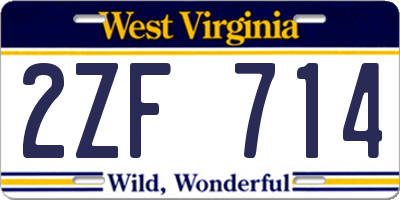 WV license plate 2ZF714