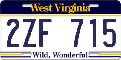 WV license plate 2ZF715