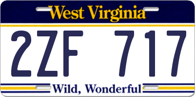 WV license plate 2ZF717