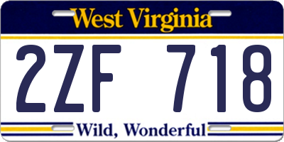 WV license plate 2ZF718