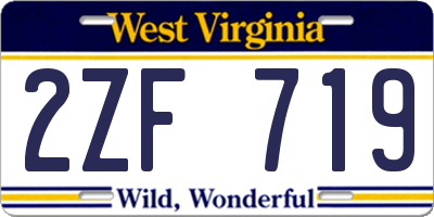 WV license plate 2ZF719