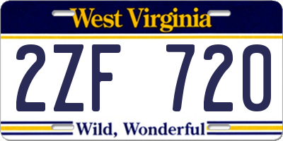 WV license plate 2ZF720
