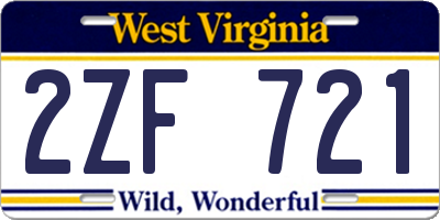 WV license plate 2ZF721